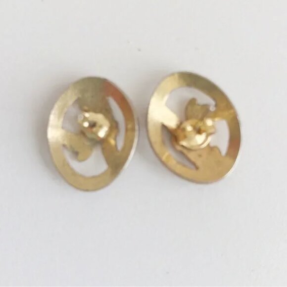 Vintage Floral Enamel Stud Earrings - Picture 2 of 4